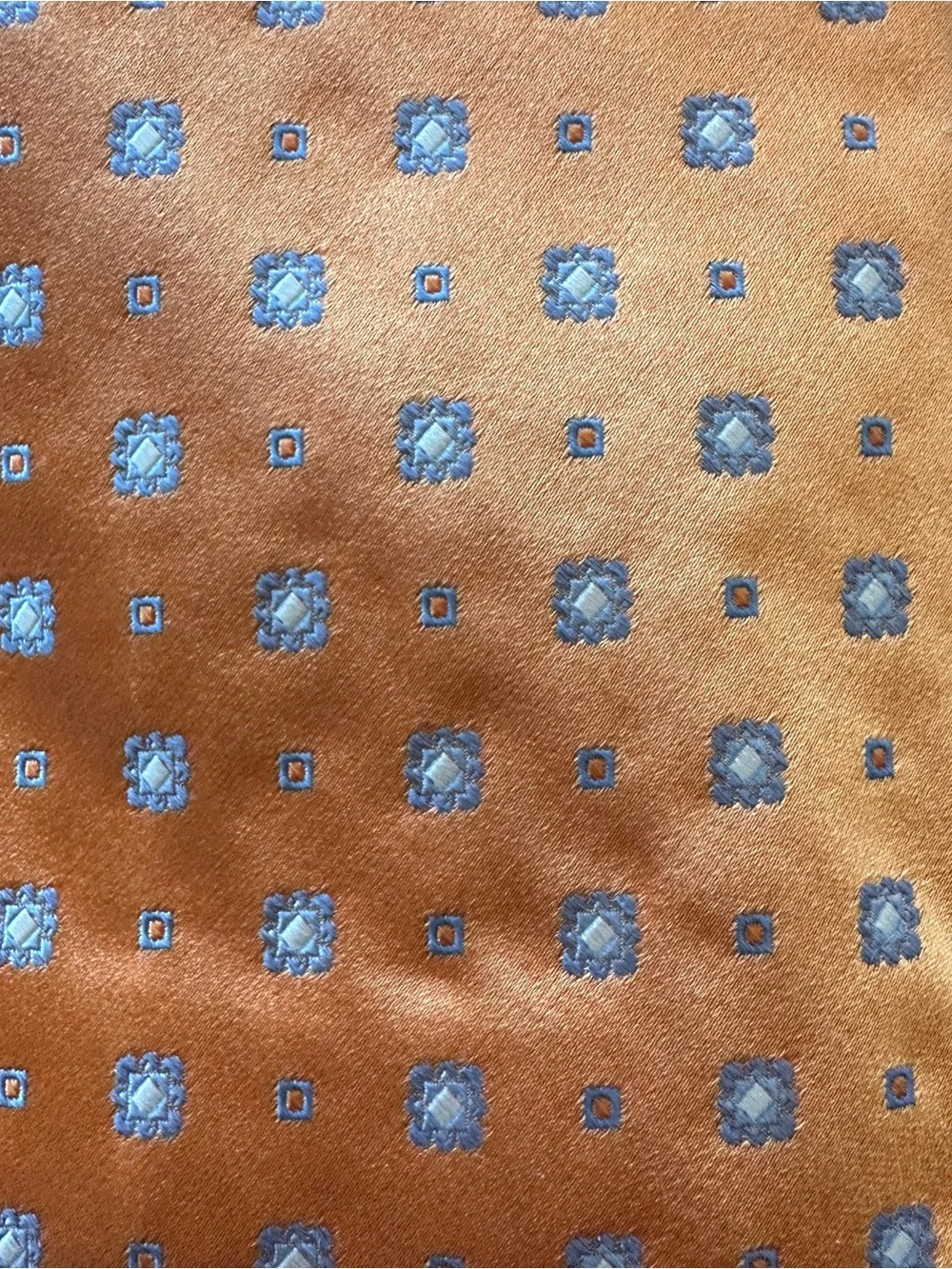 Brooks Brothers Orange Silk Tie with Light Blue Medallions